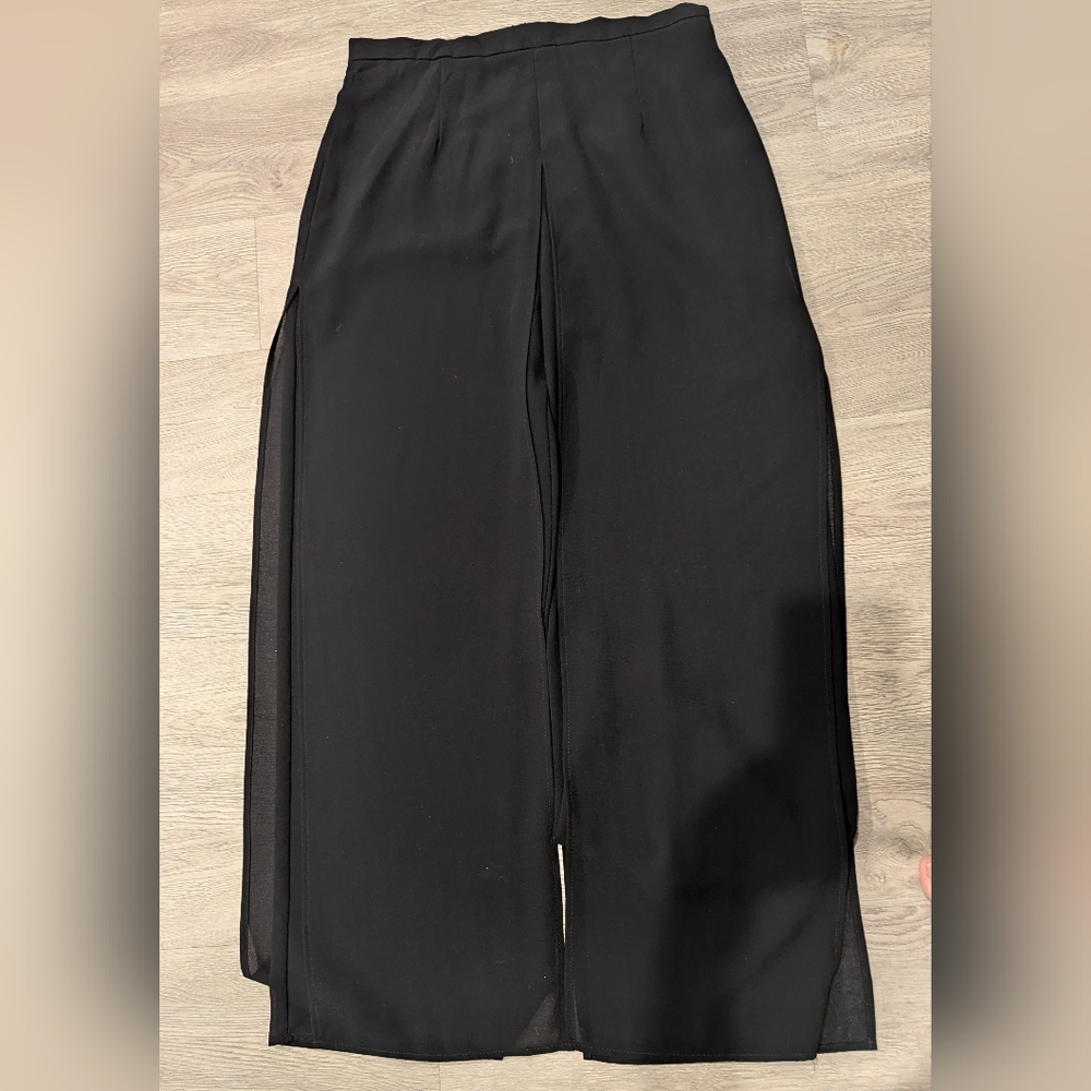 Black Slim Split-Detail Pants